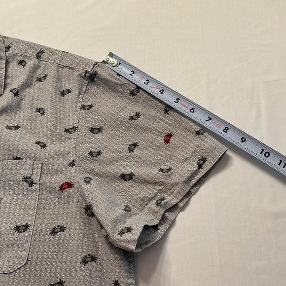 U35- Bruno Milano Modern Fit Gray Button Up Crab Pattern Shirt Size Large - Picture 5 of 10